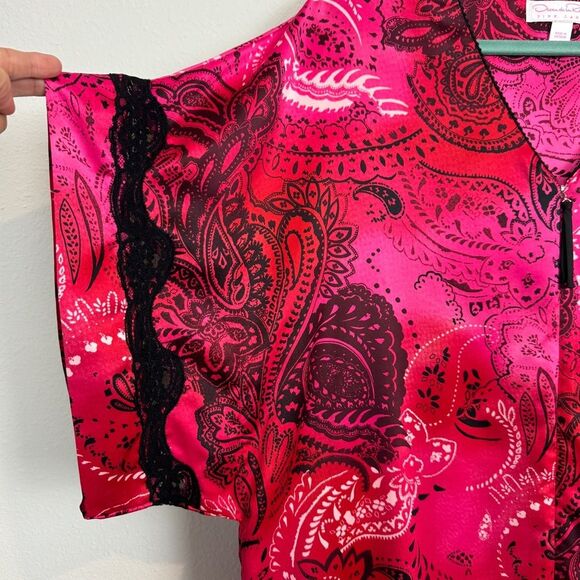 Oscar de la Renta Pink Label Zip Up Pink Satin Caftan S/M - Picture 3 of 10